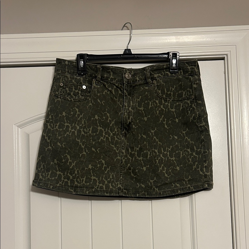 American Eagle Outfitter’s Green Camo Denim Mini Skirt